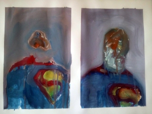 Superman twins watercolor